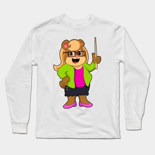 Bear as Teacher with Glasses Long Sleeve T-Shirt